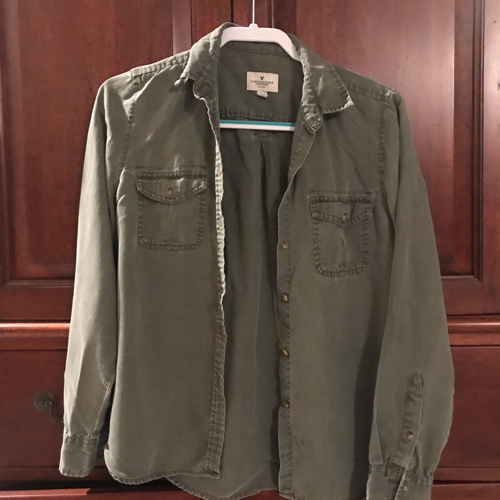 Green button up